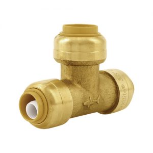 brass-push-lock-tee, WS Wholesale, Wholesale, Domestic Water & Heating Systems, Domestic Water, Heating Systems, PEX Fittings, Millersburg, Indiana, Domestic Water Systems, PLUMBING Supplies, BRASS PEX FITTINGS, BRASS PUSH LOCK FITTINGS, BRASS PUSH LOCK FITTINGS, WATER HEATERS, POLYPROPYLENE VENT SYSTEMS, Domestic plumbing